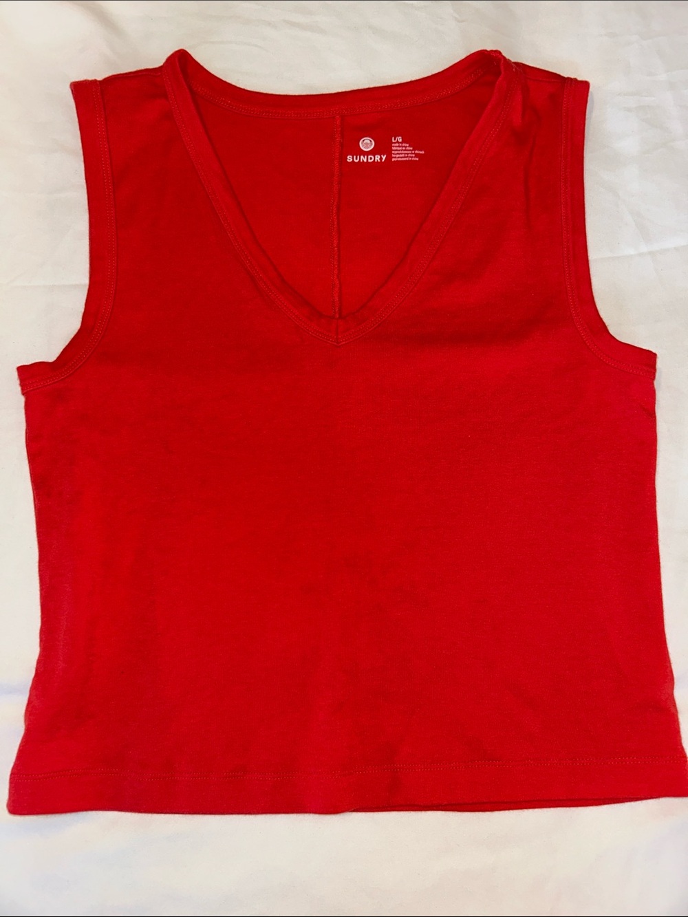 Sundry Red Cropped Sleeveless Top Large